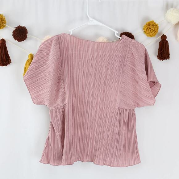Madewell Texture & Thread Micropleat Top Vintage Mauve Short Sleeve Extra Small - Picture 3 of 4